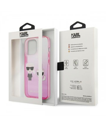 Karl Lagerfeld Gradient Ikonik Karl&Choupette Case for iPhone 13 Pro / iPhone 13 - Pink