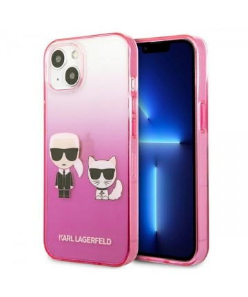 Karl Lagerfeld Gradient Ikonik Karl&Choupette Case for iPhone 13 mini - Pink