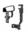 Adjustable car rearview mirror holder for smartphone black