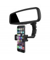 Adjustable car rearview mirror holder for smartphone black