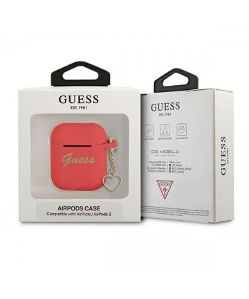 Guess GUA2LSCHSR AirPods cover red/red Silicone Charm Heart Collection