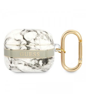 Guess GUA3HCHMAG AirPods 3 cover grey/grey Marble Strap Collection