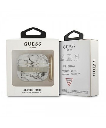 Guess GUA3HCHMAG AirPods 3 cover grey/grey Marble Strap Collection
