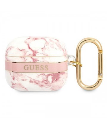 Guess GUA3HCHMAP AirPods 3 cover pink/pink Marble Strap Collection