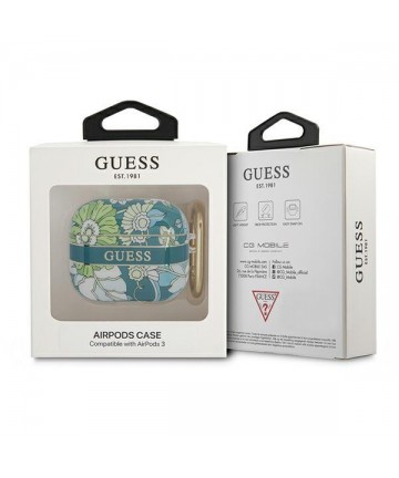 Guess GUA3HHFLN AirPods 3 cover green/green Flower Strap Collection
