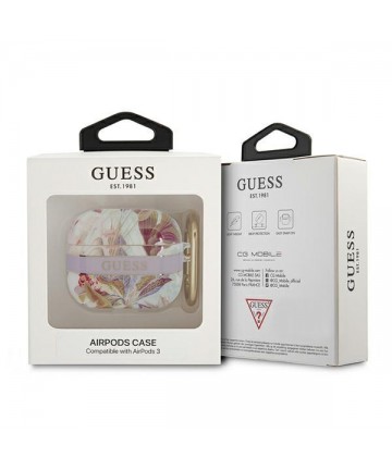 Guess GUA3HHFLU AirPods 3 cover purple/purple Flower Strap Collection