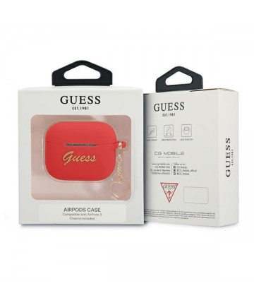 Guess GUA3LSCHSR AirPods 3 cover red/red Silicone Charm Heart Collection