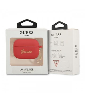 Guess GUAPLSCHSR AirPods Pro cover red/red Silicone Charm Heart Collection
