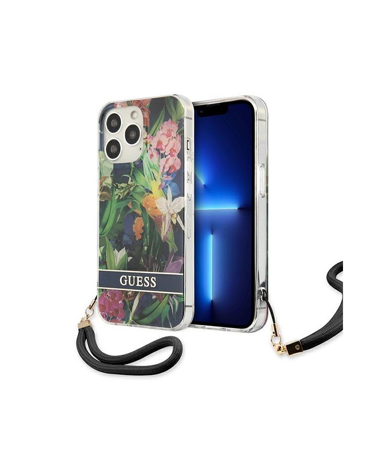 Guess GUHCP13LHFLSB iPhone 13 Pro / 13 6.1" blue/blue hardcase Flower Strap