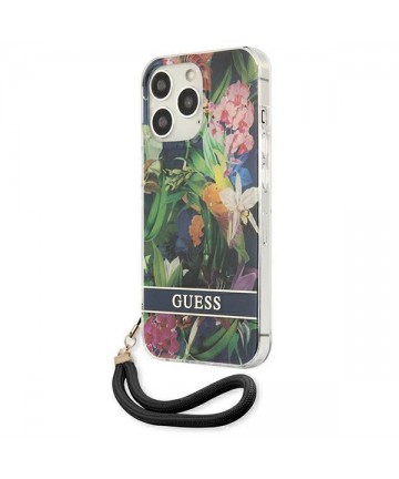 Guess GUHCP13LHFLSB iPhone 13 Pro / 13 6.1" blue/blue hardcase Flower Strap