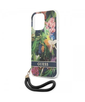 Guess GUHCP13LHFLSB iPhone 13 Pro / 13 6.1" blue/blue hardcase Flower Strap