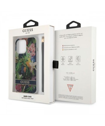 Guess GUHCP13LHFLSB iPhone 13 Pro / 13 6.1" blue/blue hardcase Flower Strap