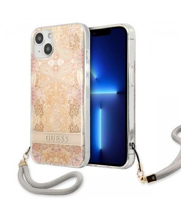 Guess GUHCP13SHFLSD iPhone 13 mini 5.4" gold/gold hardcase Flower Strap