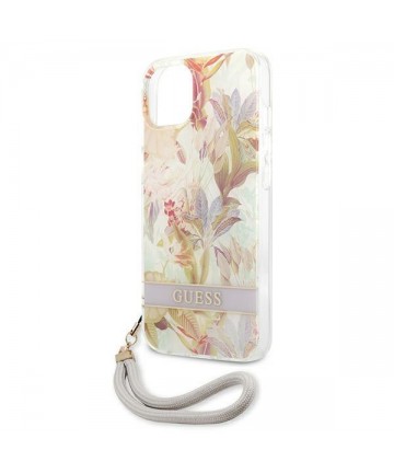 Guess GUHCP13SHFLSU iPhone 13 mini 5.4" purple/purple hardcase Flower Strap
