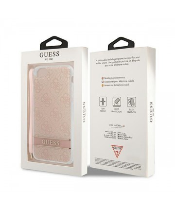 Guess GUOHCI8H4STP iPhone SE 2022 / SE 2020 / 7/ 8 pink/pink hardcase 4G Print Strap