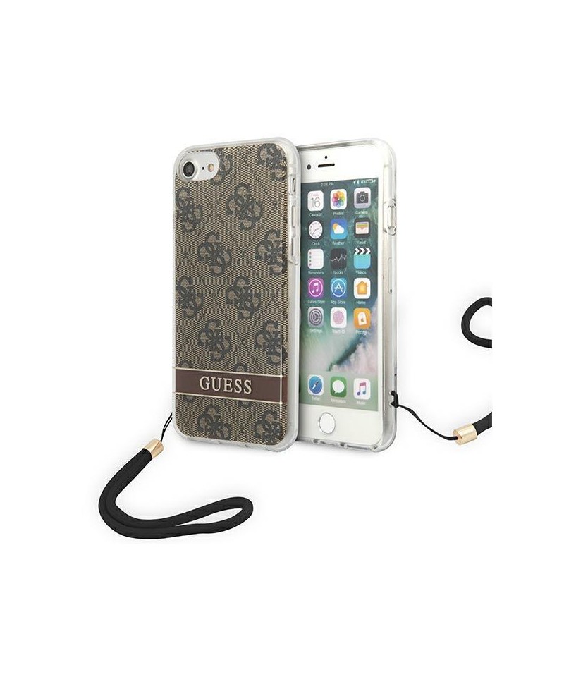 Guess GUOHCI8H4STW iPhone SE 2022 / SE 2020 / 7/ 8 brown/brown hardcase 4G Print Strap