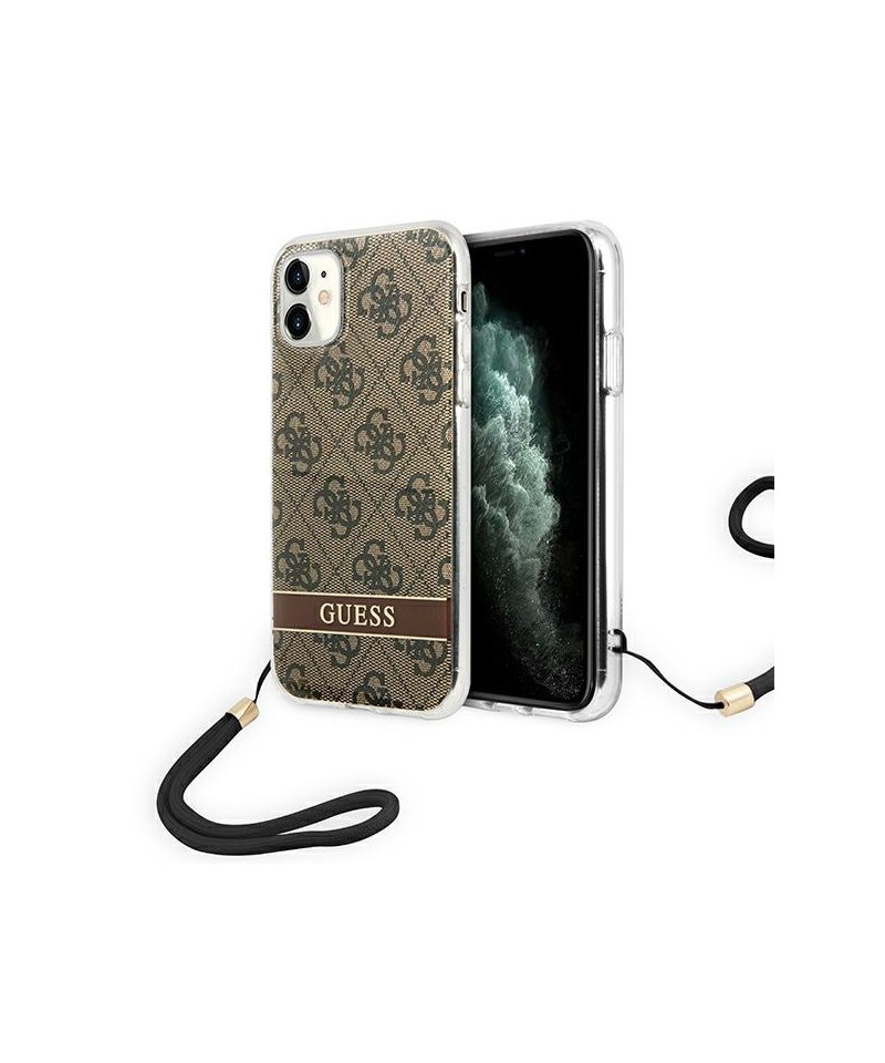 Guess GUOHCN61H4STW iPhone 11 brown/brown hardcase 4G Print Strap