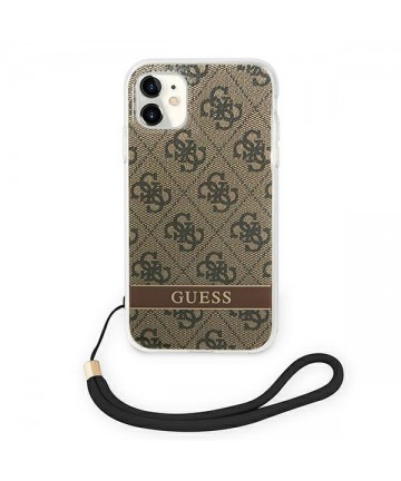Guess GUOHCN61H4STW iPhone 11 brown/brown hardcase 4G Print Strap