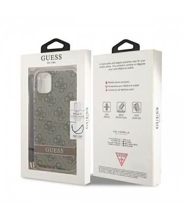 Guess GUOHCN61H4STW iPhone 11 brown/brown hardcase 4G Print Strap
