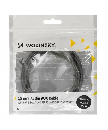 Wozinsky AUX Cable Angled (Male-Male) Mini Jack Cable 1.5m Black