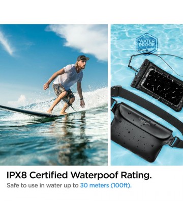 Spigen Aqua Shield A621 Waterproof Hip Bag + Floating Case - Black
