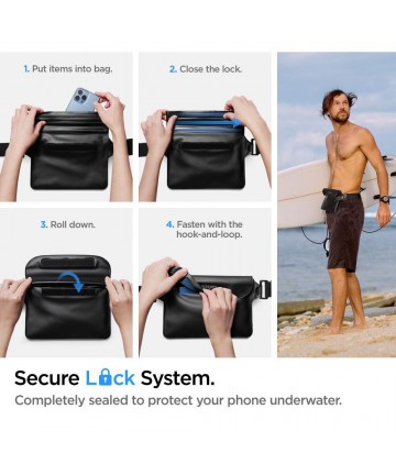 Spigen Aqua Shield A621 Waterproof Hip Bag + Floating Case - Black
