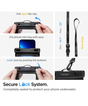 Spigen Aqua Shield A621 Waterproof Hip Bag + Floating Case - Black