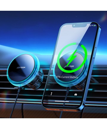 Joyroom car phone holder with 15W Qi inductive charger (MagSafe compatible) for air vent, silver (JR-ZS291)