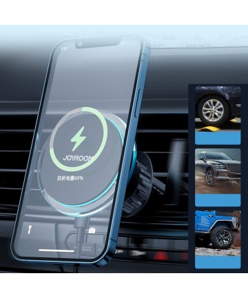 Joyroom car phone holder with 15W Qi inductive charger (MagSafe compatible) for air vent, silver (JR-ZS291)