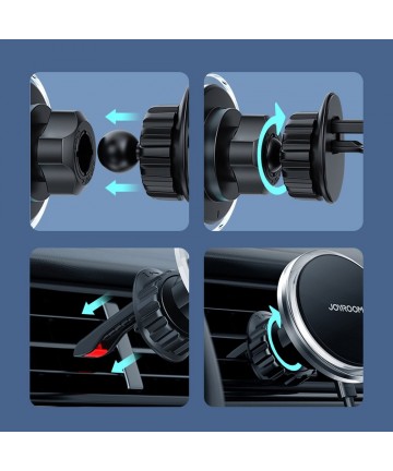 Joyroom car phone holder with 15W Qi inductive charger (MagSafe compatible) for air vent, silver (JR-ZS291)