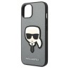 Karl Lagerfeld Saffiano Karl's Head Patch case for iPhone 14 - silver