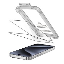 Tech-Protect Quick Set+ 2-pack tempered glass for iPhone 15 Pro - black