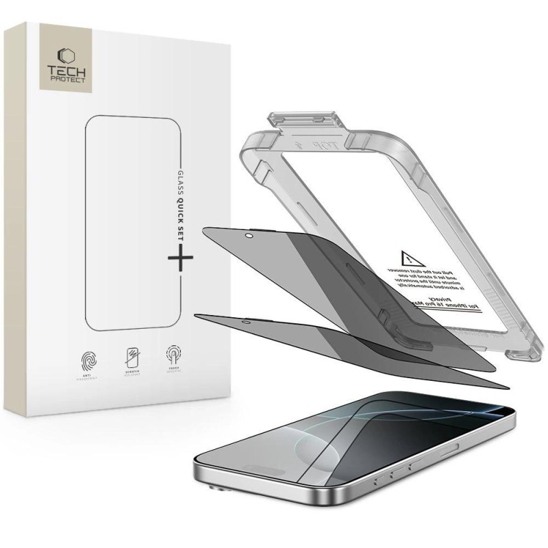Tech-Protect Quick Set Spy+ Privacy Glass 2-pack for iPhone 16 Pro Max