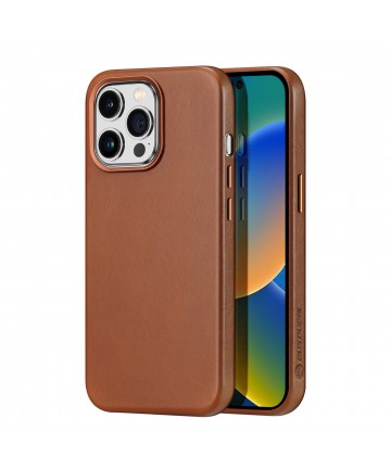 Dux Ducis Naples case for iPhone 14 Pro Max magnetic leather case MagSafe brown