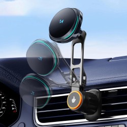 Wozinsky WCT5-6S2Y Car Holder with Qi/MagSafe 15W Wireless Charger and Air Vent Fan - Black