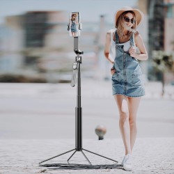 Wozinsky WST-360YS Selfie Stick with Tripod Function with 360° AI Auto Face Tracking Gesture Control - Black