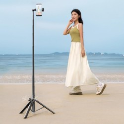 Selfie stick Wozinsky WRZP1 with automatically extendable legs, tripod function, 1.7m - black