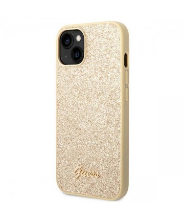 Guess Glitter Script Case for iPhone 14 Plus - Gold