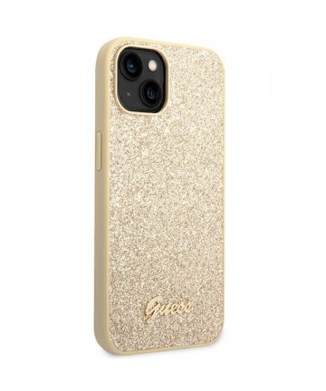 Guess Glitter Script Case for iPhone 14 Plus - Gold