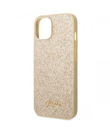 Guess Glitter Script Case for iPhone 14 Plus - Gold
