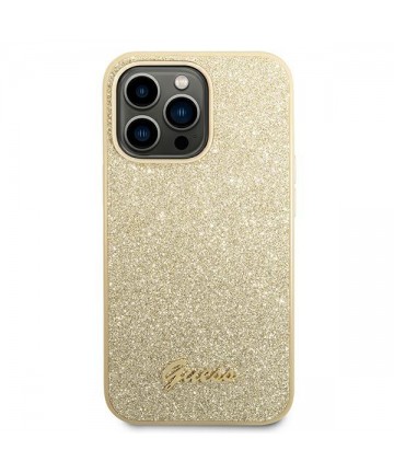 Guess Glitter Script Case for iPhone 14 Pro - Gold
