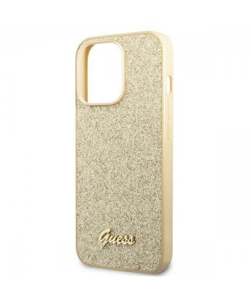 Guess Glitter Script Case for iPhone 14 Pro - Gold