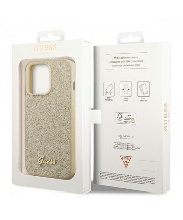 Guess Glitter Script Case for iPhone 14 Pro - Gold