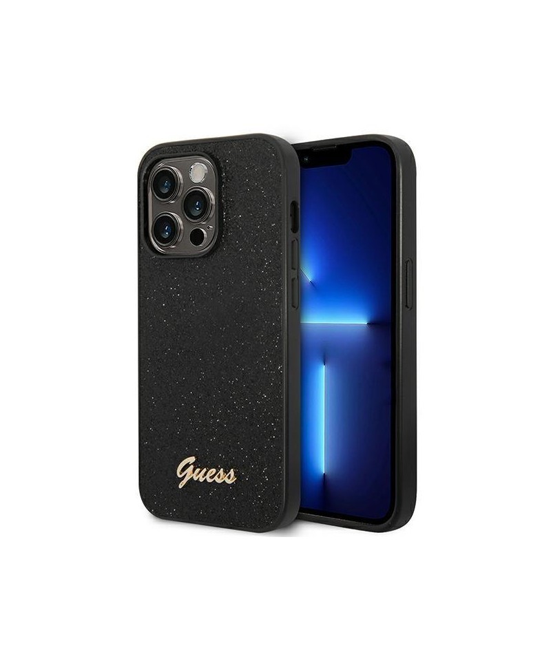 Guess Glitter Script Case for iPhone 14 Pro - Black