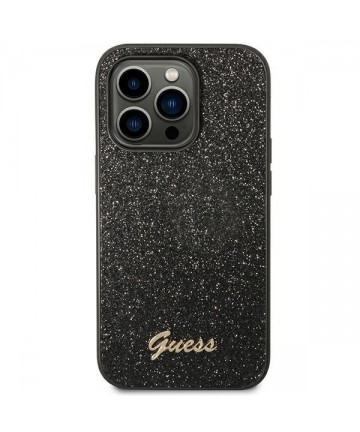 Guess Glitter Script Case for iPhone 14 Pro - Black