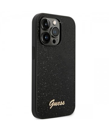 Guess Glitter Script Case for iPhone 14 Pro - Black