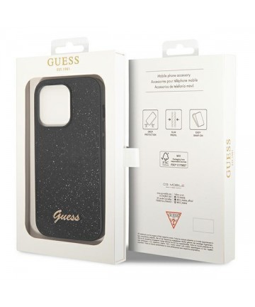 Guess Glitter Script Case for iPhone 14 Pro - Black