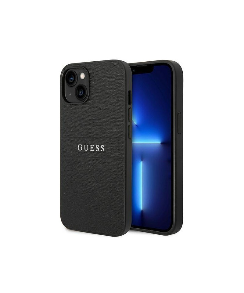 Guess Saffiano Strap Case for iPhone 14 Plus - Black