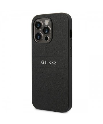 Guess Saffiano Strap Case for iPhone 14 Pro - Black