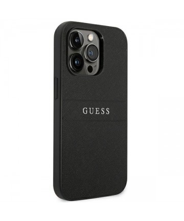 Guess Saffiano Strap Case for iPhone 14 Pro - Black